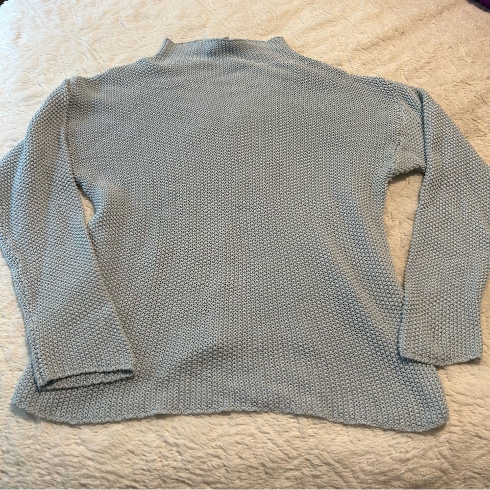 Bryn Walker Knit Sweater Light Blue Crew Neck 100% Cotton Oversize Boxy Sz Small